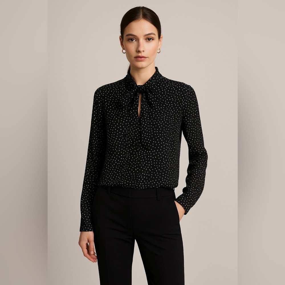 Lulu's Black and White Polka Dot Blouse - Picture 9 of 10